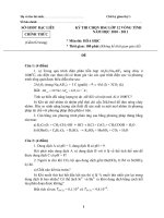 Đề thi học sinh giỏi lớp 12 THPT tỉnh Bạc Liêu môn Hóa học (Năm học 2010 - 2011)