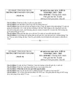 Đề kiểm tra HK2 sinh   THPT nguyễn văn linh (kèm đáp án)