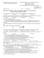 Đề kiểm tra Học kỳ I lớp 10 năm 2012 - 2013, THPT Lê Thánh Tông tỉnh Gia Lai_Vật lý