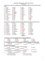 BỘ ĐỀ ÔN THI HỌC KỲ 1 MÔN ANH VĂN 10 (With key)