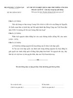 Đề thi - Đáp án thi tốt nghiệp THPT năm 2014 môn sử