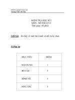 Đề thi kiểm tra học kỳ 1 môn mĩ thuật lớp 8 trường THCS mỹ hòa