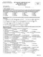 Đề thi Học kỳ II lớp 10 THPT tỉnh Đồng Nai năm 2012 - 2013_MÔN Anh