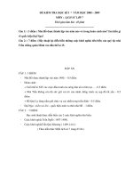 Kiểm tra học kì 1 môn lịch sử lớp 7 năm 2008 2009