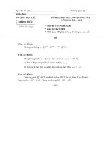 Đề thi học sinh giỏi lớp 12 THPT tỉnh Bạc Liêu môn Toán bảng B (Năm học 2011 - 2012) - Ngày thi thứ hai