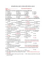 ĐỀ KIỂM TRA CHẤT LƯỢNG MÔN TIẾNG ANH 12 cuc hot