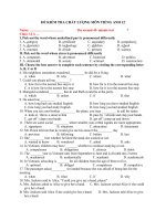 ĐỀ KIỂM TRA CHẤT LƯỢNG MÔN  ANH 12