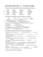 ENGLISH 10 TEST FOR UNIT  11 NATIONAL PARKS