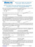 Câu hỏi trắc nghiệm Hoán vị gen trên NST giới tính