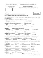 Đề thi đại học môn Tiếng Anh khối A1 năm 2014