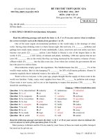 Đề thi thử THPT Quốc gia 2015 môn Tiếng Anh trường THPT Nguyễn Trãi, Thái Bình