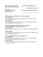 Đề thi tốt nghiệp lịch sử 12 năm 2008 hệ THPT