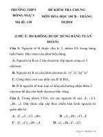 Đề kiểm tra 1 tiết hoá 10 ban cơ bản   THPT hồng ngự i