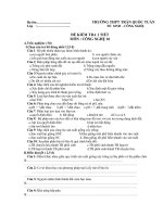 Đề kiểm tra 1 tiết công nghệ 10