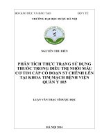 Phân tích thực trạng sử dụng thuốc trong điều trị nhồi máu cơ tim cấp có đoạn ST chênh lên tại khoa tim mạch bệnh viện quân y 103