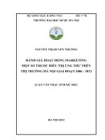 Đánh giá hoạt động marketing một số thuốc điều trị ung thư trên thị trường hà nội giai đoạn 2006 đến 2012
