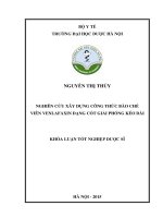 Nghiên cứu xây dựng công thức bào chế viên venlafaxin dạng cốt giải phóng kéo dài
