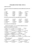 ENGLISH 10 TEST FOR  UNIT 16