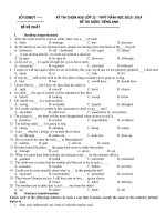 Đề thi học sinh giỏi Tiếng Anh lớp 12 số 14