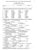 Đề luyện thi hoc sinh giỏi môn Tiếng Anh lớp 6 số 1