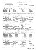 kiểm tra 45 phút lần 1 tiếng Anh  lớp 10