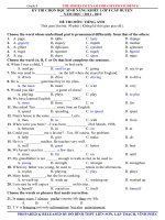 Đề luyện thi học sinh giỏi Tiếng Anh lớp 8 số 73