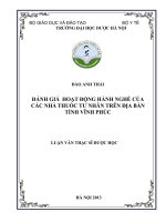 Đánh giá hoạt động hành nghề của các nhà thuốc tư nhân trên địa bàn tỉnh vĩnh phúc