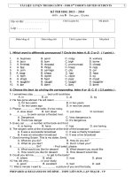 Đề luyện thi học sinh giỏi Tiếng Anh lớp 8 số 94