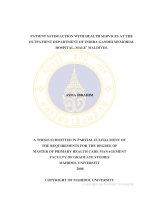 Luận Án TS Y học: Patient satisfaction with health services at the outpatient department of Indira Gandhi memorial hospital, male’ Maldives.