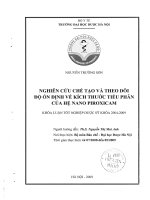Nghiên cứu chế tạo và theo dõi độ ổn định về kích thước tiểu phân của hệ nano piroxicam
