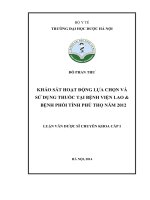 Khảo sát hoạt động lựa chọn và sử dụng thuốc tại bệnh viện lao  bệnh phổi tỉnh phú thọ năm 2012