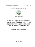 Đánh giá việc sử dụng thuốc trong điều trị tăng huyết áp trong điều trị tăng huyết áp tại khoa tim mạch bệnh viện 108