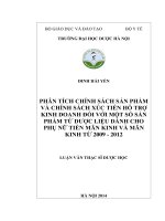 Phân tích chính sách sản phẩm và chính sách xúc tiến hỗ trợ kinh doanh đối với một số sản phẩm từ dược liệu dành cho phụ nữ tiền mãn kinh và mãn kinh từ 2009 - 2012