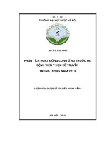 Phân tích hoạt động cung ứng thuốc tại bệnh viện y học cổ truyền trung ương năm 2013