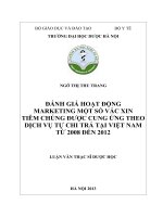 Đánh giá hoạt động marketing một số vắc xin tiêm chủng được cung ứng theo dich vụ tự chi trả tại việt nam từ 2008 đến 2012