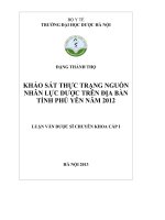 Khảo sát thực trạng nguồn nhân lực trên địa bàn tỉnh phú yên năm 2012