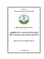 Nghiên cứu tạo nguyên liệu chứa bacillus clausii dạng bào tử