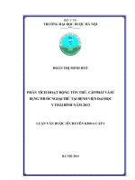 Phân tích hoạt động tồn trữ, cấp phát và sử dụng thuốc ngoại trú tại bệnh viện đại học y thái bình năm 2013
