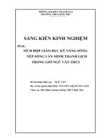 SÁNG KIẾN KINH NGHIỆM  Đề tài:   TÍCH HỢP GIÁO DỤC KỸ NĂNG SỐNG        NẾP SỐNG VĂN MINH THANH LỊCH  TRONG GIỜ NGỮ VĂN THCS