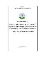 Khảo sát hoạt động chi trả thuốc cho bệnh nhân bảo hiểm y tế tại bệnh viện đa khoa thị xã chí linh năm 2013