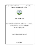 Nghiên cứu điều kiện nuôi cấy và chiết enzym protease từ vi khuẩn bacillus subtilis natto