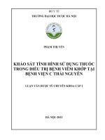 Khảo sát tình hình sử dụng thuốc trong điều trị bệnh viêm khớp tại bệnh viên c thái nguyên
