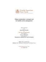 Luận Án TS Y học: Patient satisfaction  a strategic tool for health services management