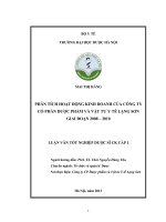 Phân tích hoạt động kinh doanh của công ty cổ phần dược phẩm và vật tư y tế lạng sơn giai đoạn 2008 2010