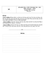 Đề kiểm tra 1 tiết môn Lịch sử lớp 9 trường THCS An Sơn năm học 2011  2012