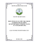 Phân tích cơ cấu tiêu thụ thuốc tại bệnh viện đa khoa huyện sơn động tỉnh bắc giang từ năm 2010 đến 2012