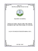 Khảo sát thực trạng tiêu thụ thuốc tại bệnh viện nhi tỉnh nghệ an năm 2011