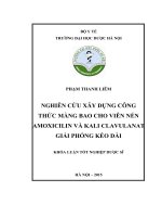 Nghiên cứu xây dựng công thức màng bao cho viên nén amoxicilin và kali clavulanat giải phóng kéo dài