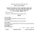 ĐỀ thi tốt nghiệp cao đẳng nghề ngành kỹ thuật máy lạnh và điều hòa không khí phần lý thuyết mã  (50)