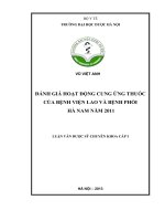 Đánh giá hoạt động cung ứng thuốc của bệnh viện lao và bệnh phổi hà nam năm 2011